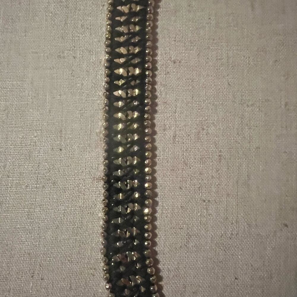 Vtg Stella & Dot Gold tone Beaded and Black Braided Bracelet Workwear Party Gala - Picture 4 of 9